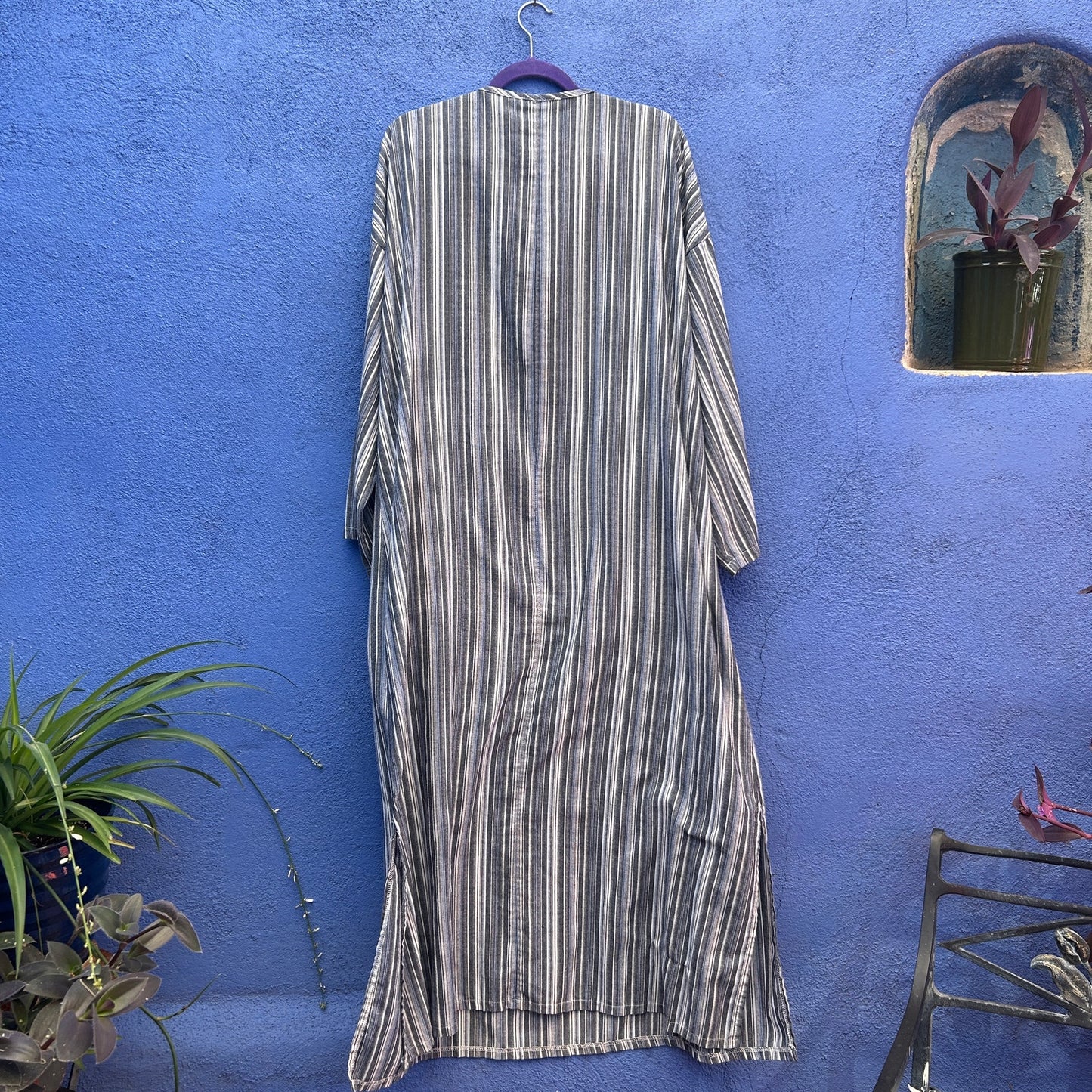 Striped Cotton Blend Beach Lounge Dress