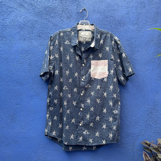 quiksilver regular fit patriotic regular fit cotton  button up