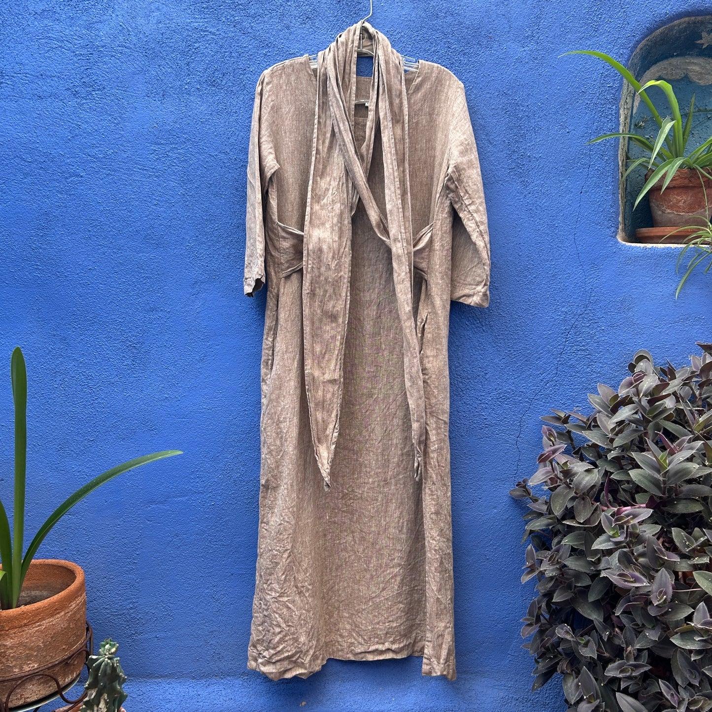 len ok beige linen maxi dress