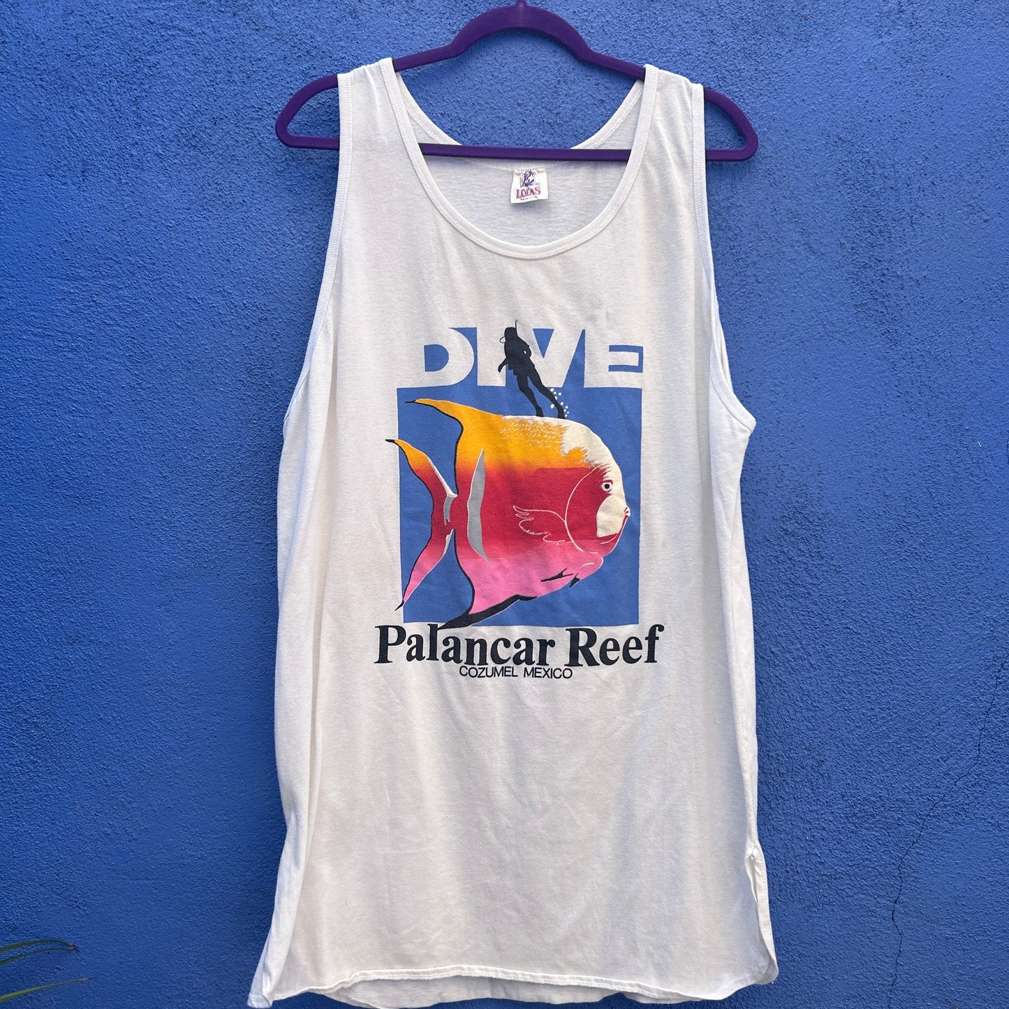 vintage dive palancar reef cozumel mexico single stitch oversized tank top