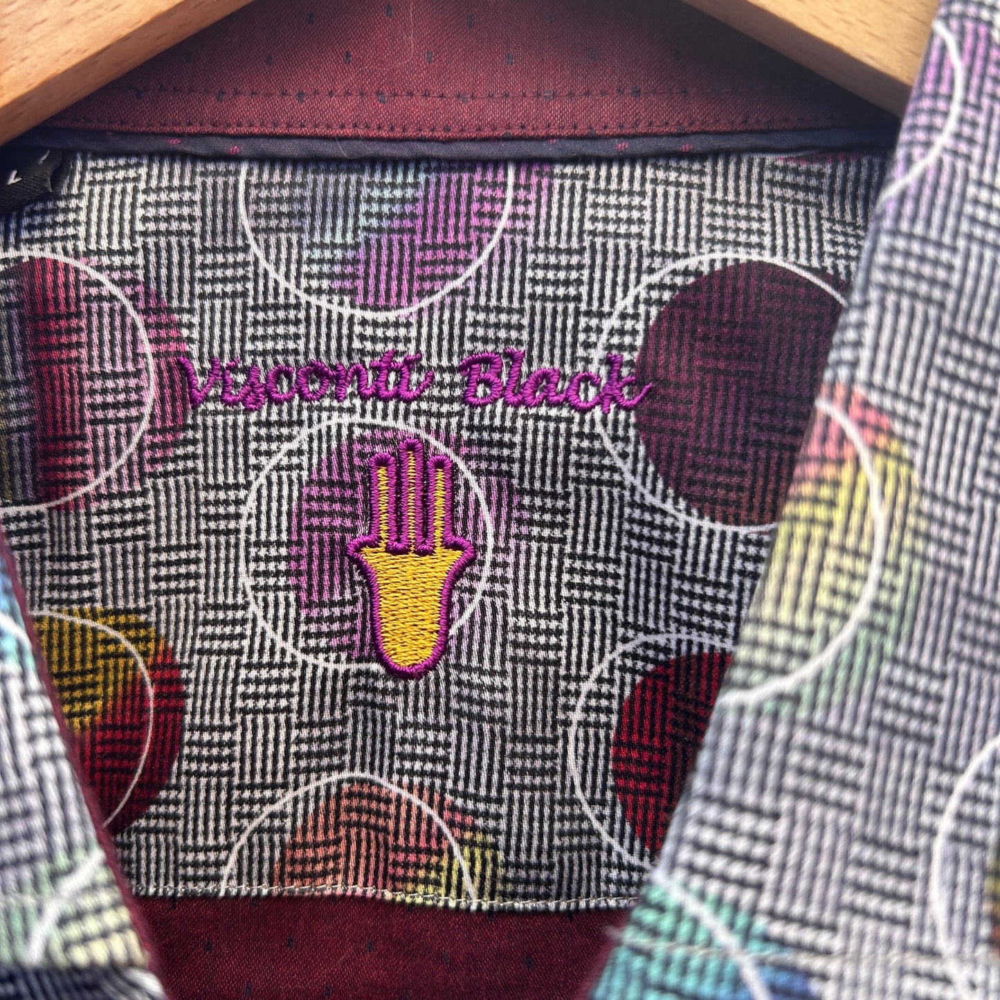 luchiano visconti mixed print cotton button up