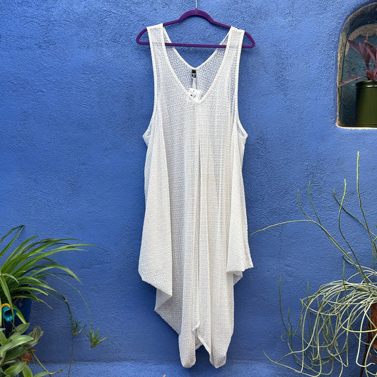 dress to kill white sheer sleeveless cocoon maxi dress