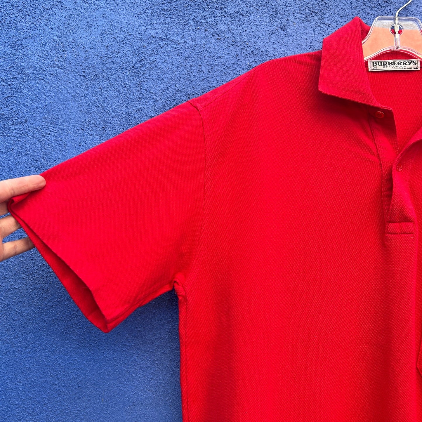 vintage burberry's of london red polo shirt