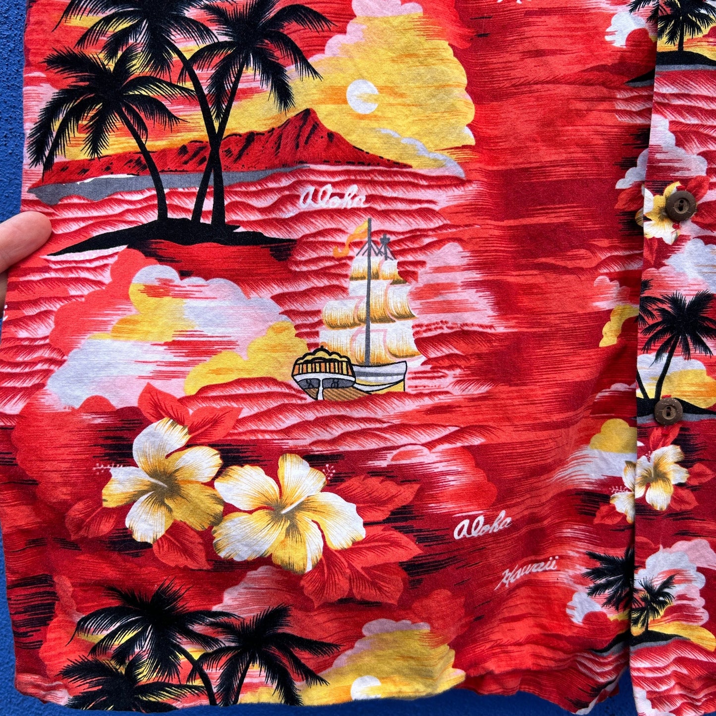 ky's men's cotton hawaiian button up shirt