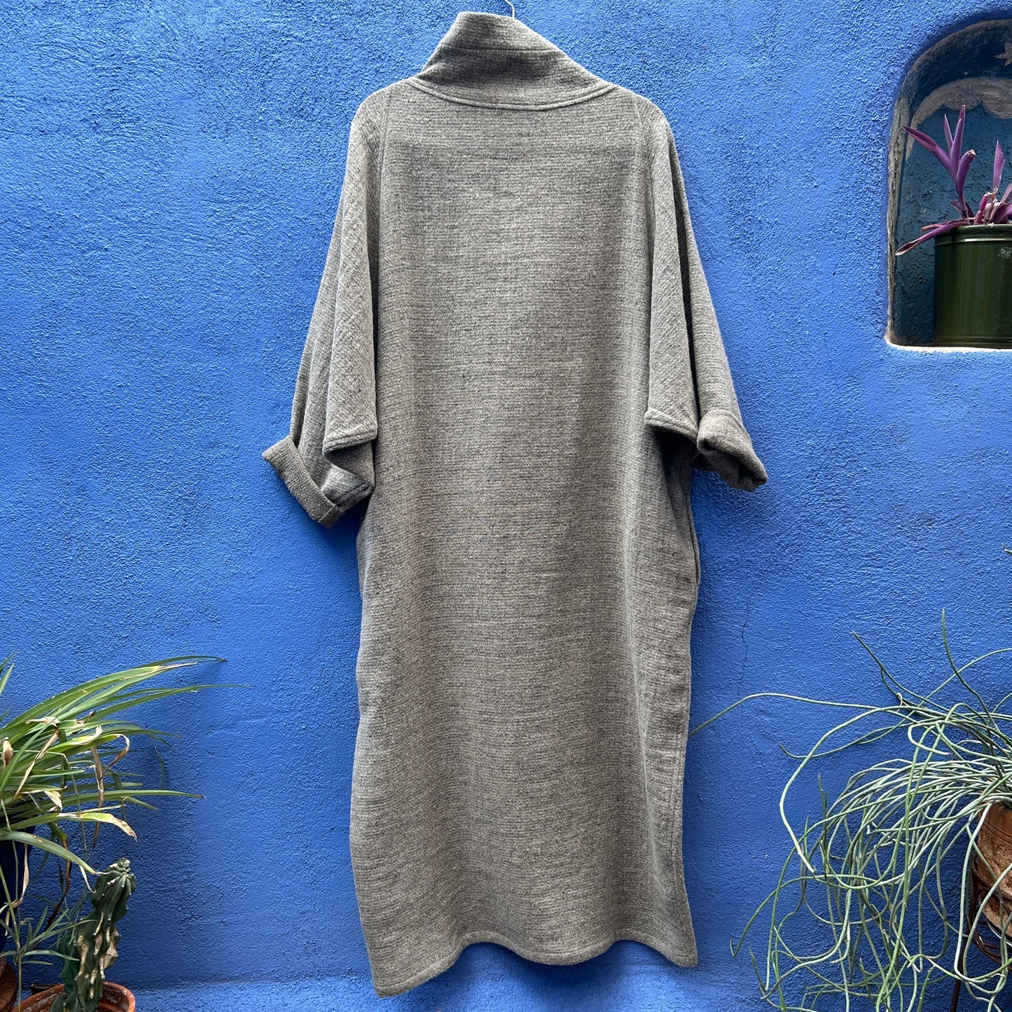 black crane wool and linen blend lagenlook sack dress