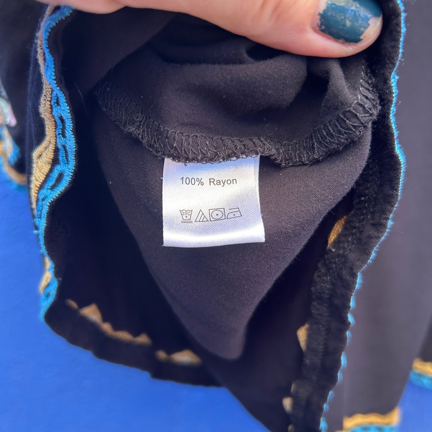 embroidered rayon black blouse