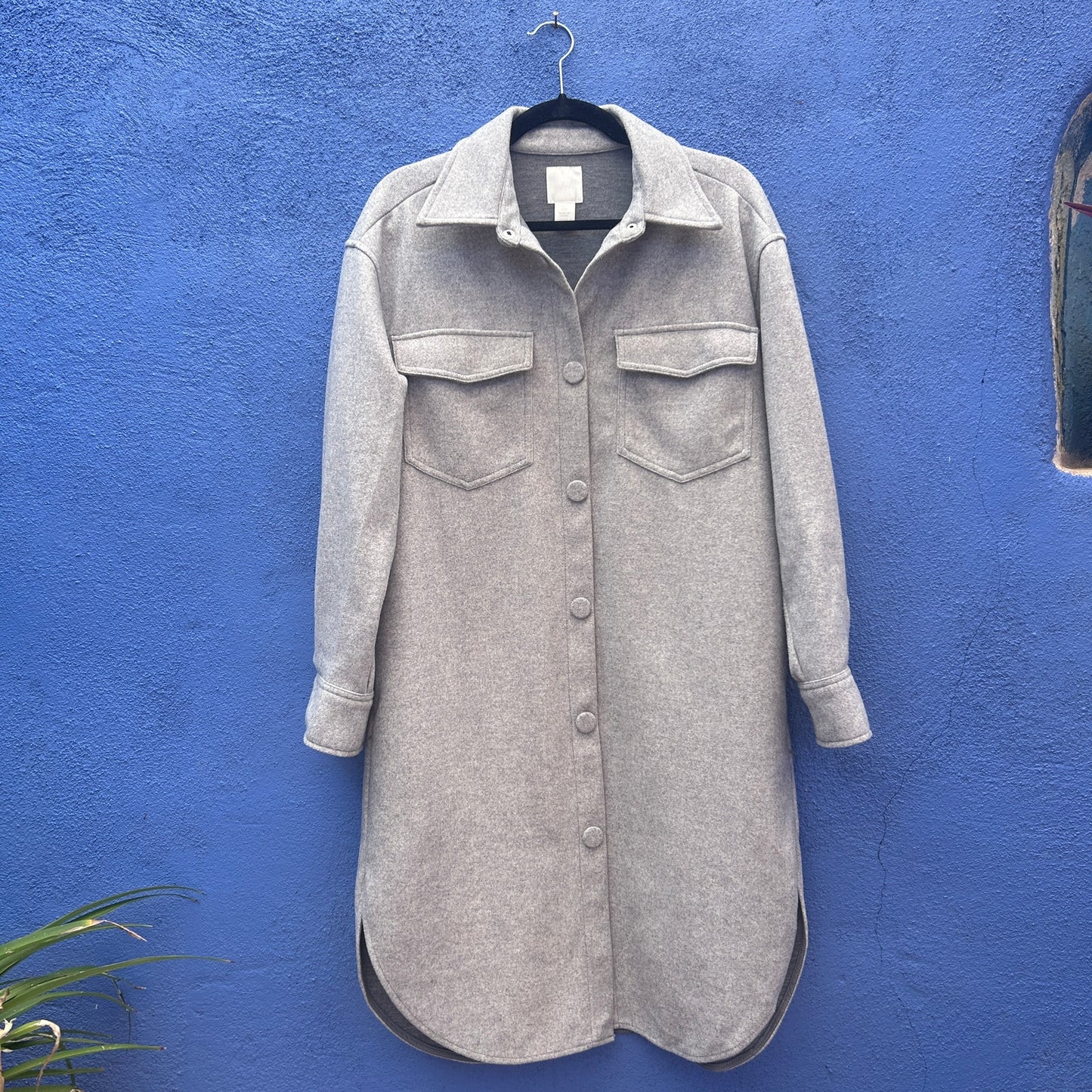 h&m gray felted chore jacket shirt dress