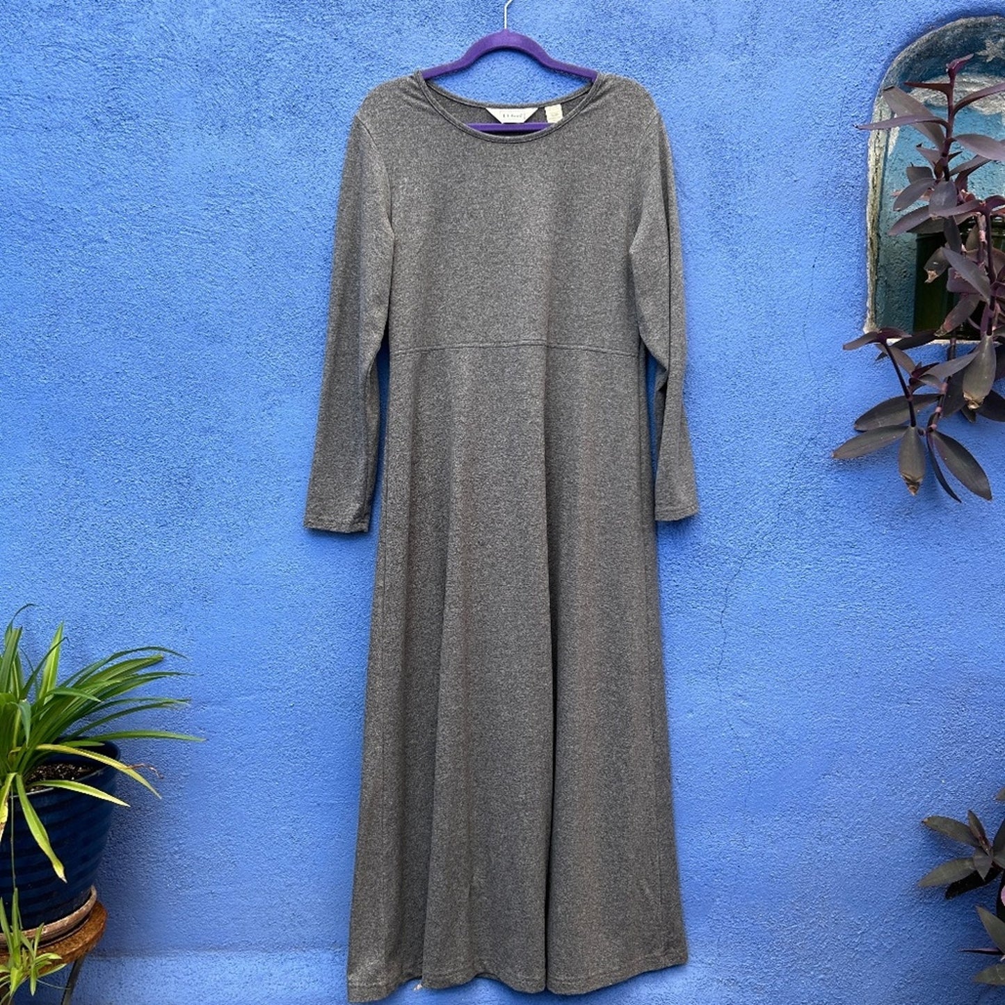 LL Bean Gray Jersey Market Dress