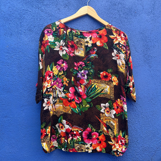 vintage carole little parrot print top