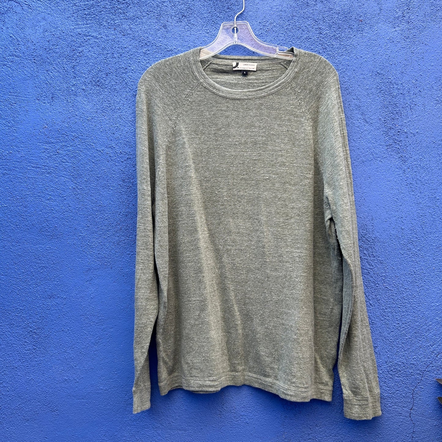 dressman linen blend raglan knit long sleeve pop over top