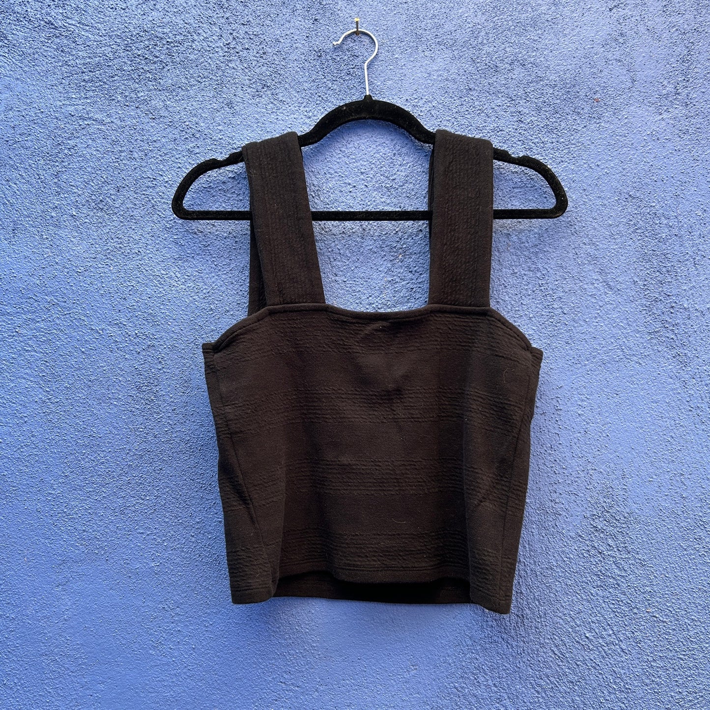 daily practice | anthro black textured knit wide strap cropped tank