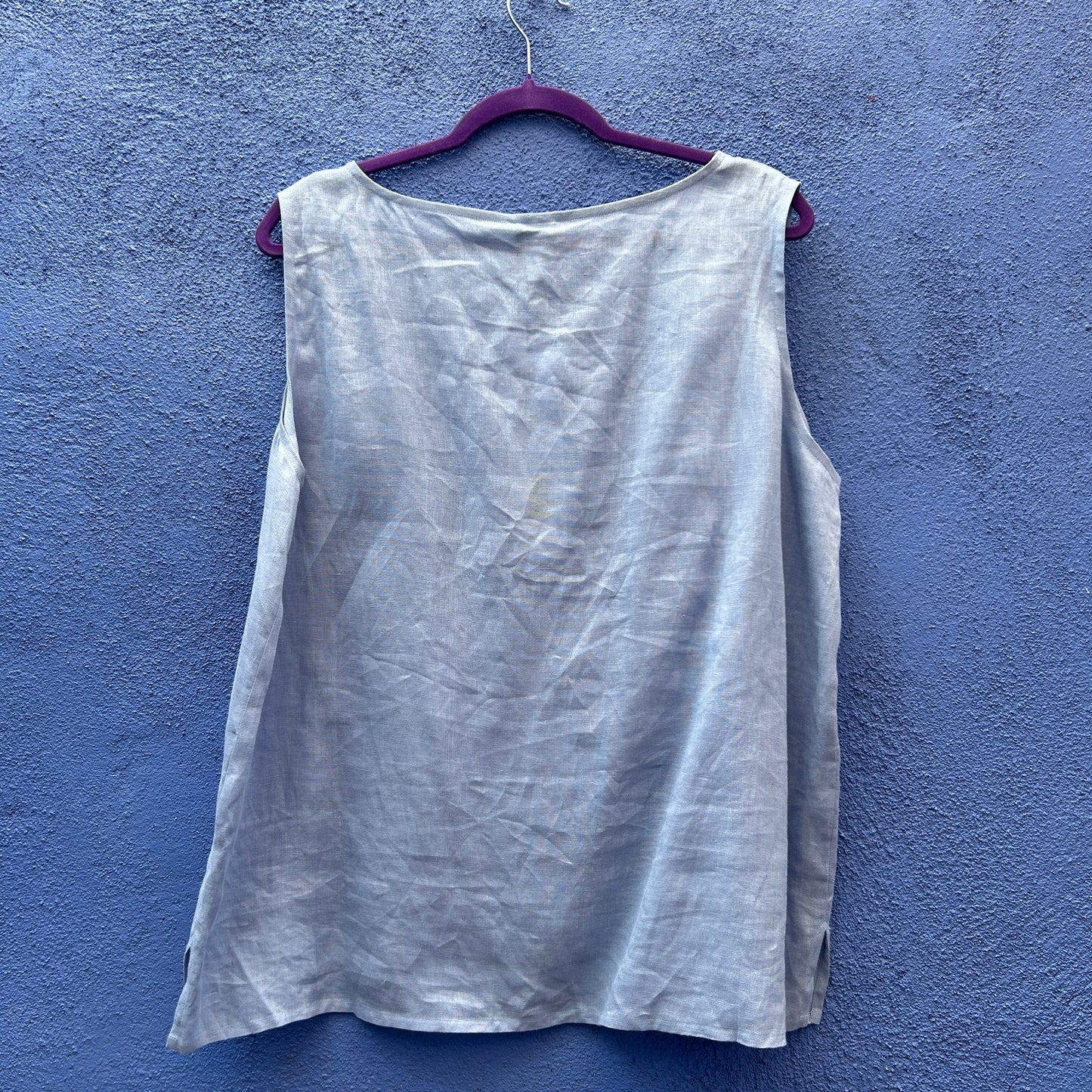 eileen fisher women light blue irish handkerchief linen tank - nwt