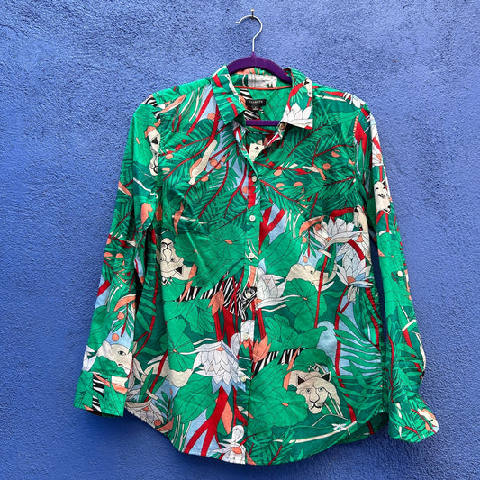 talbot's whimsical jungle print cotton button up - nwt