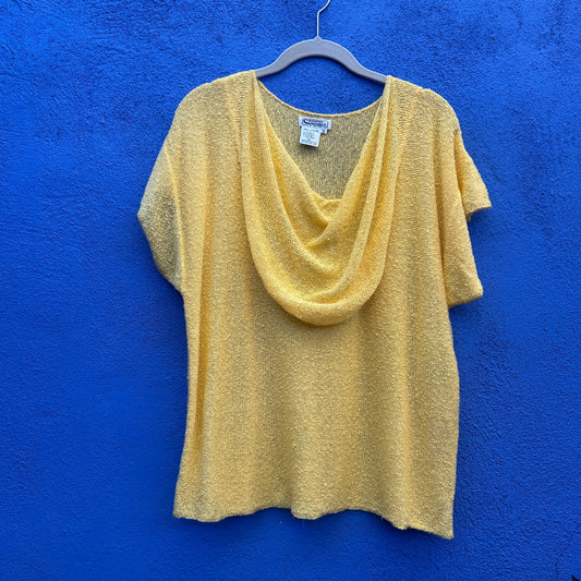 vintage 80s campus casuals yellow knit top
