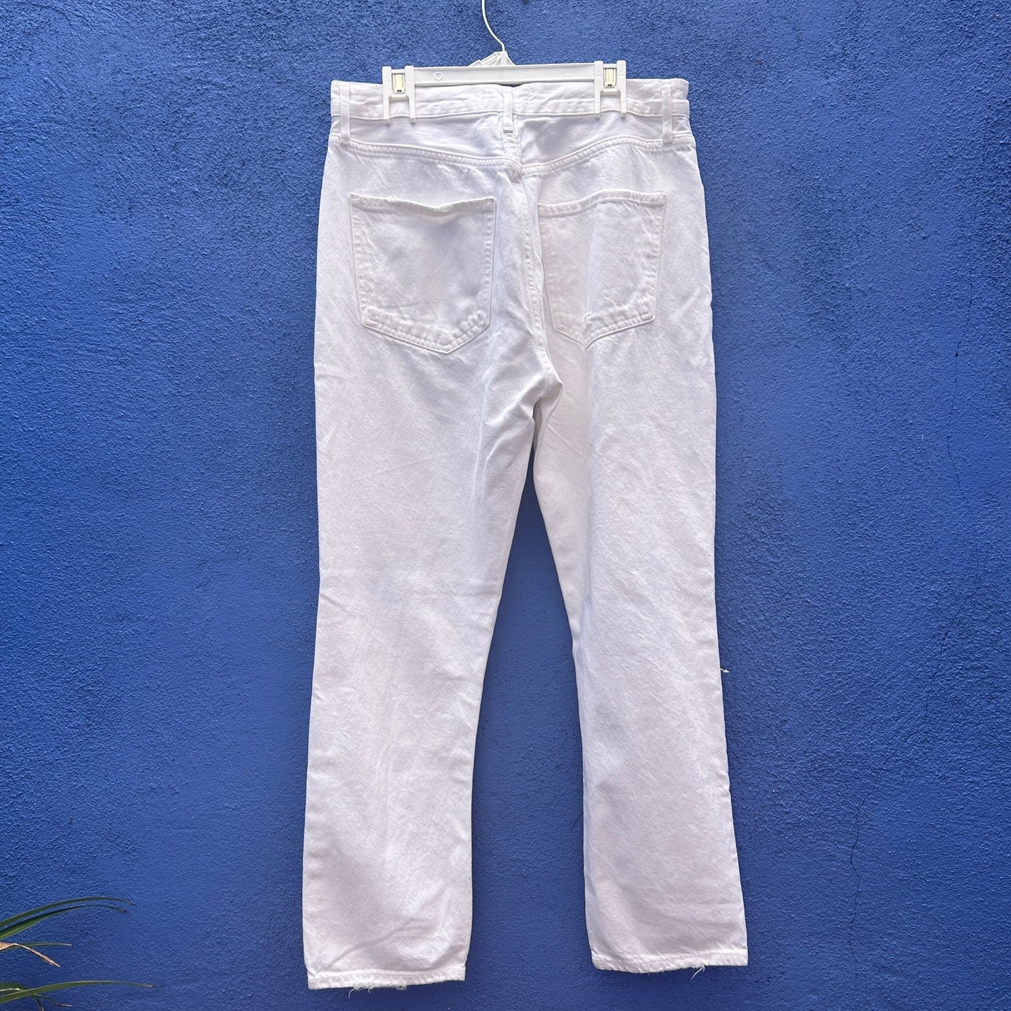 agolde white organic cotton distressed riley jean