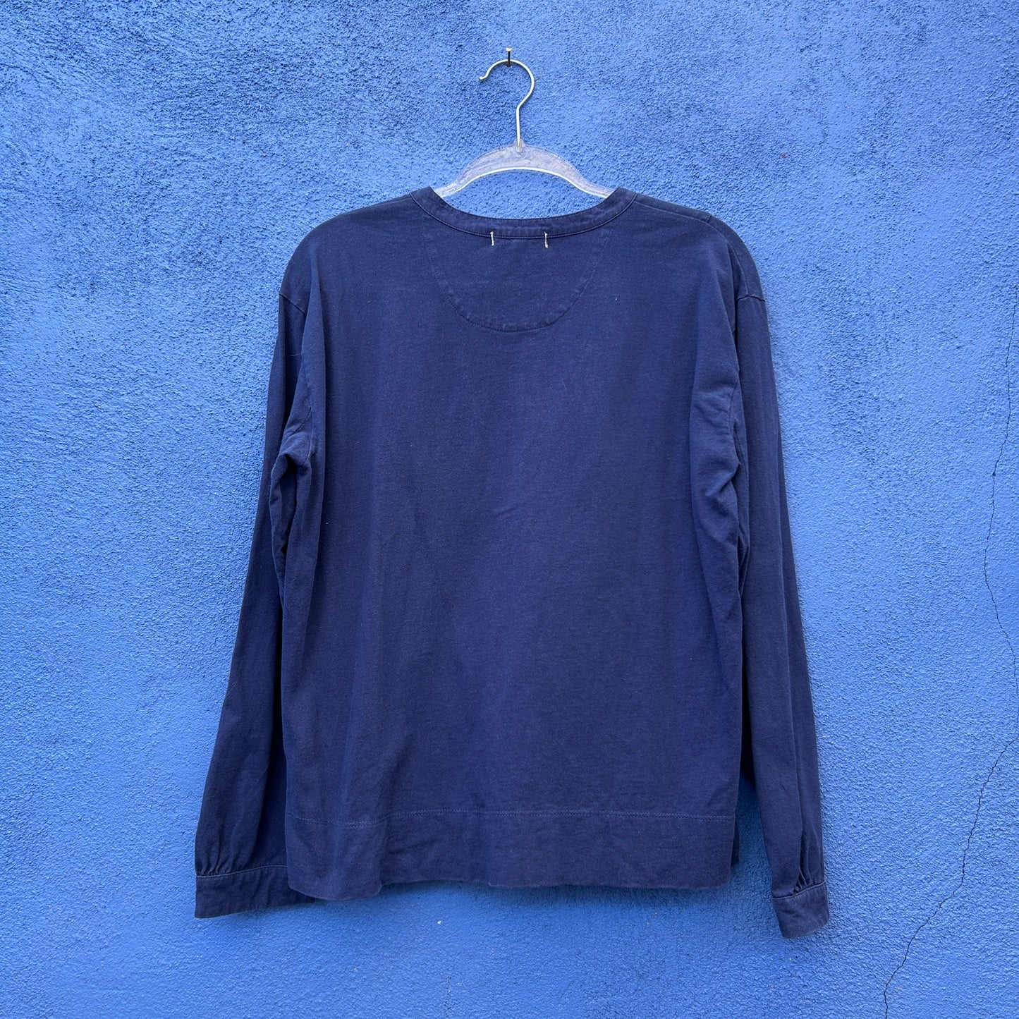 alex mill navy blue cotton popover top