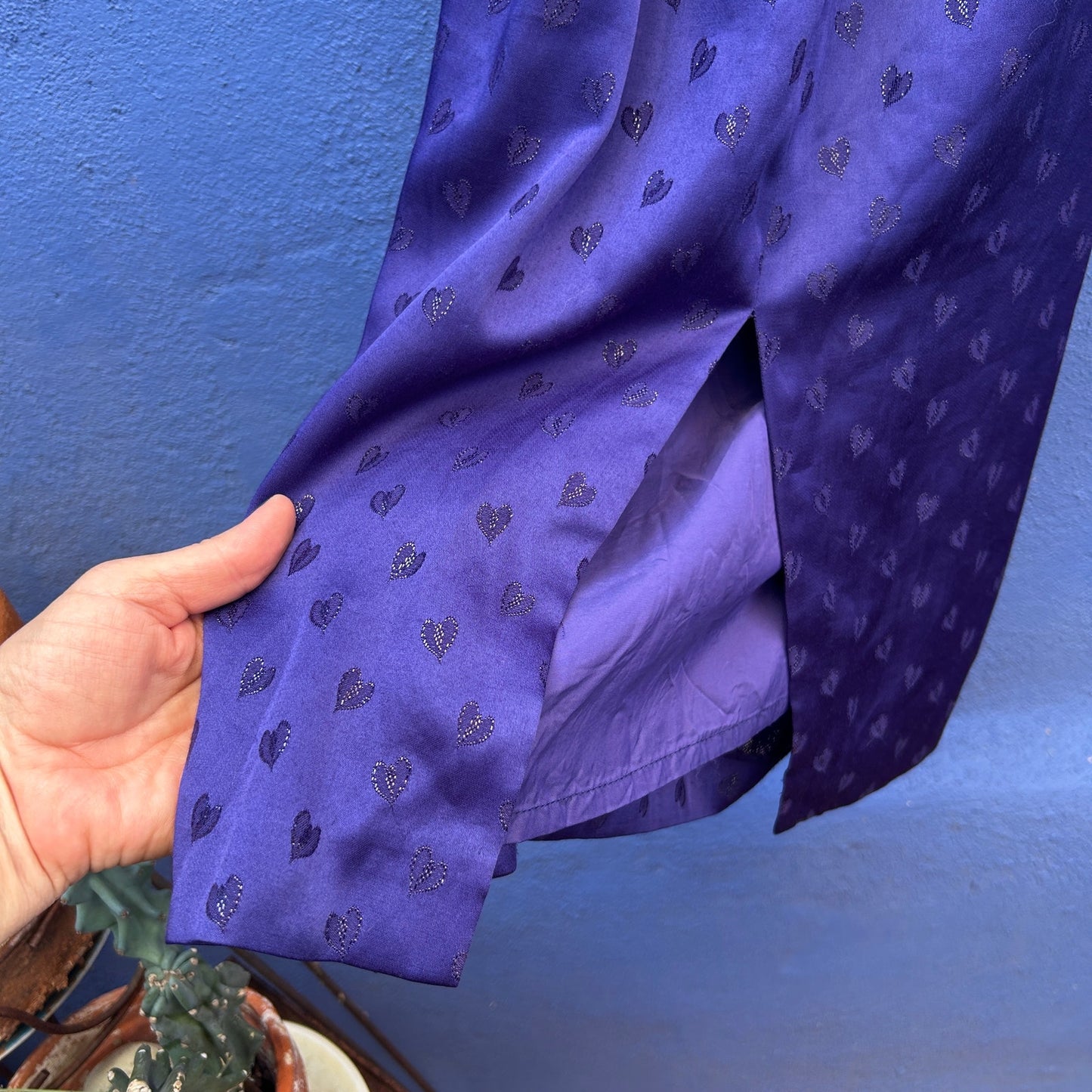 handmade purple heart print cocktail dress