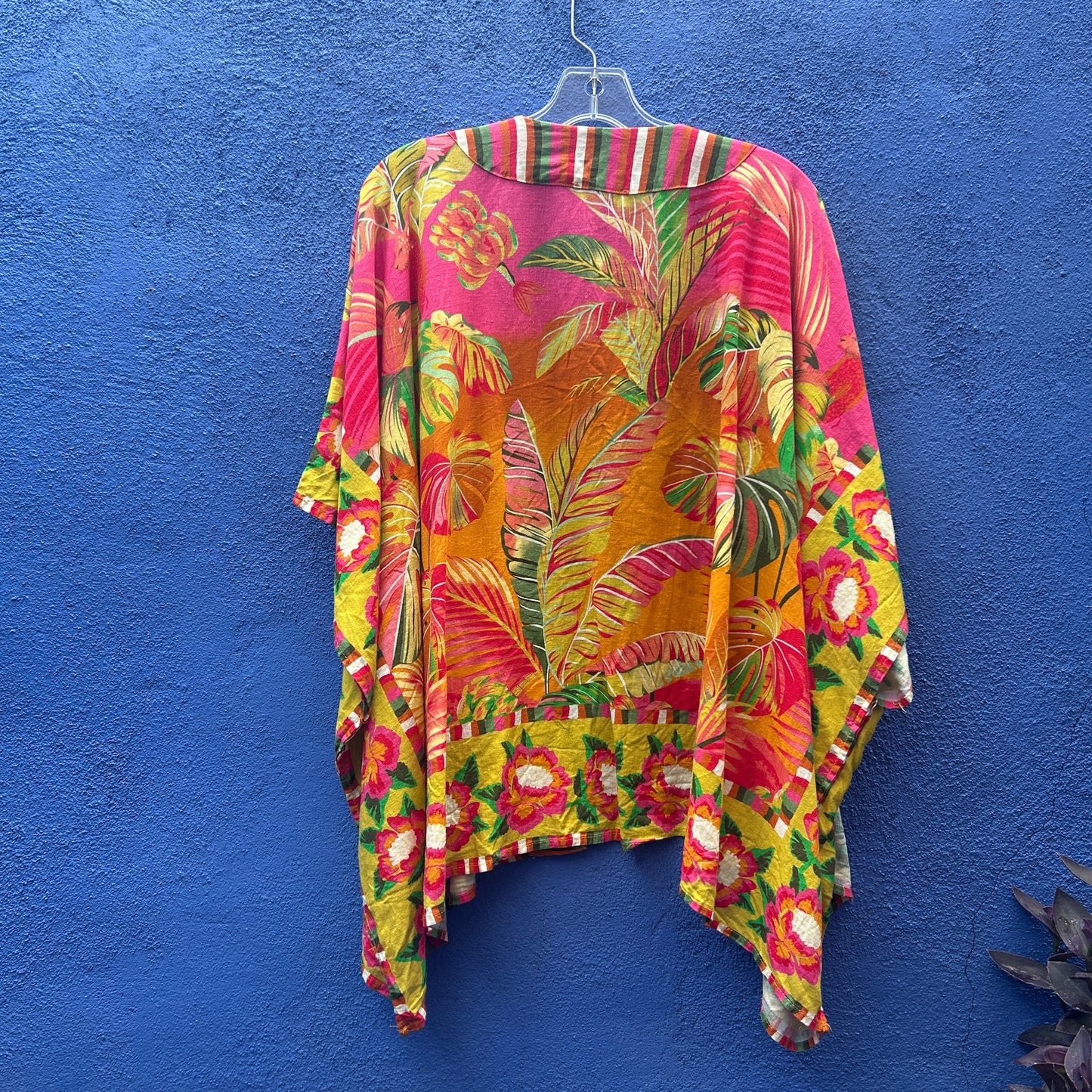 rachel roy tropical floral open front  kimono top