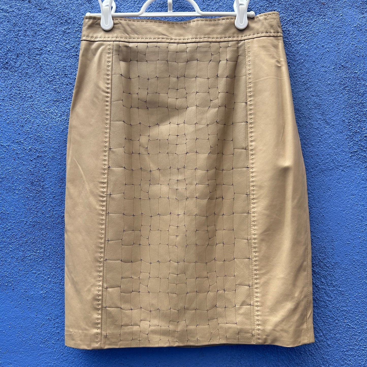 elie tahari ellis leather skirt in sand - NWT