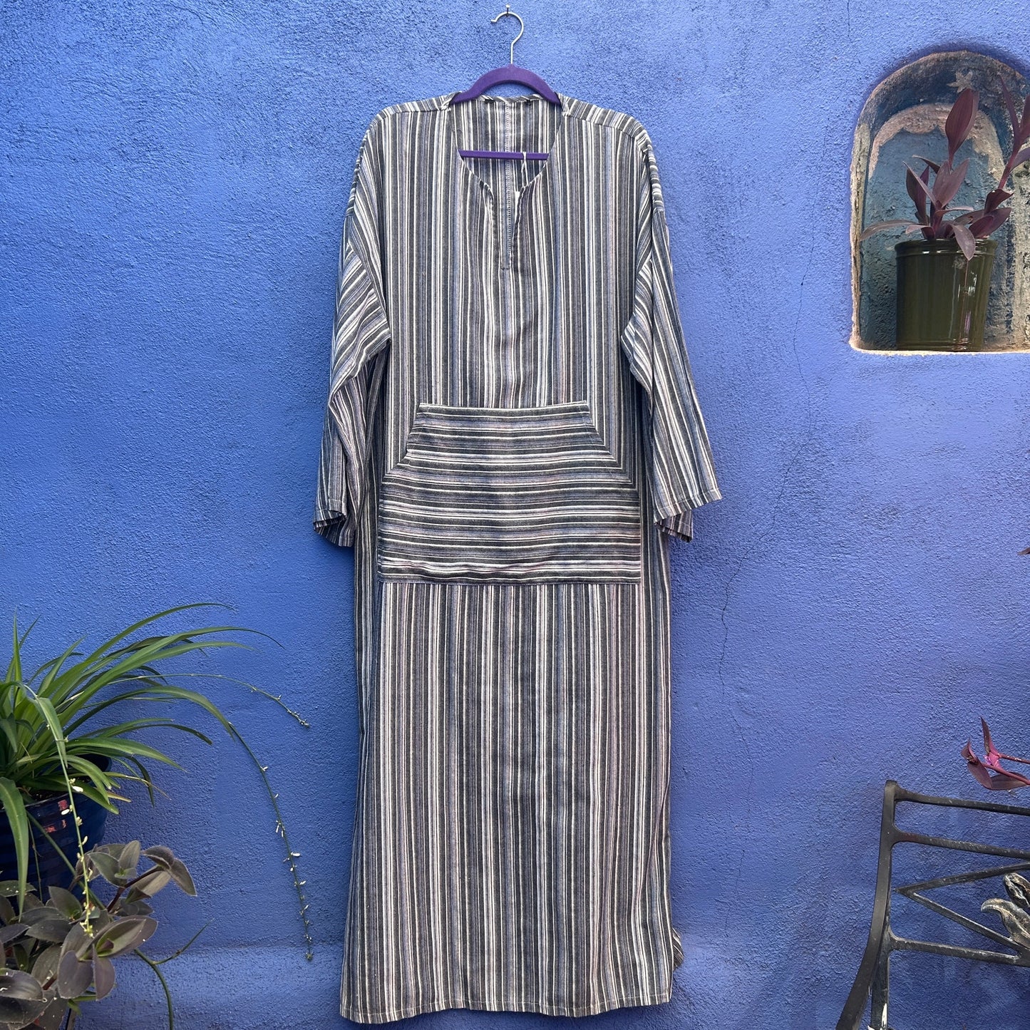 Striped Cotton Blend Beach Lounge Dress