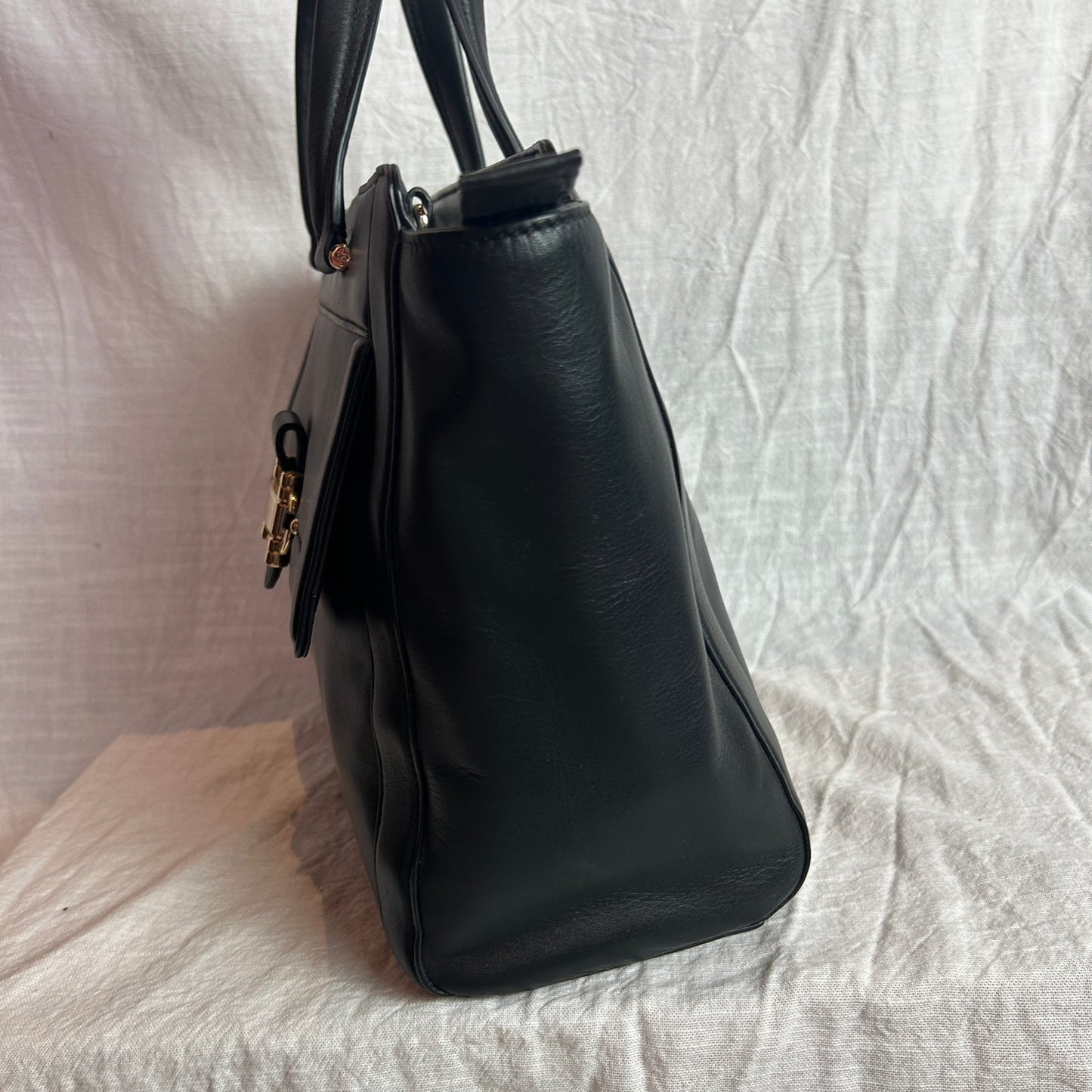 cole haan black leather convertible satchel handbag with dustbag