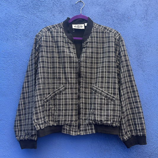 vintage 90s ride plaid cotton bomber jacket