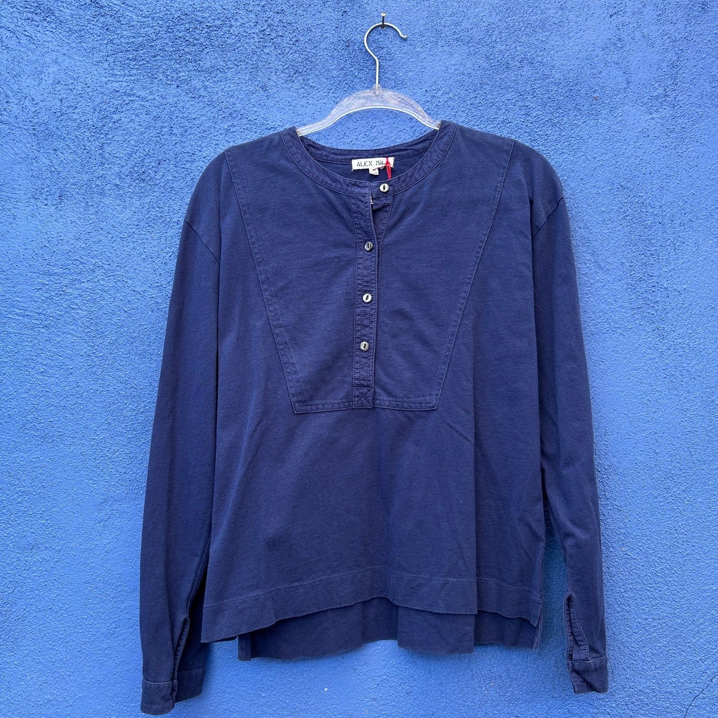 alex mill navy blue cotton popover top