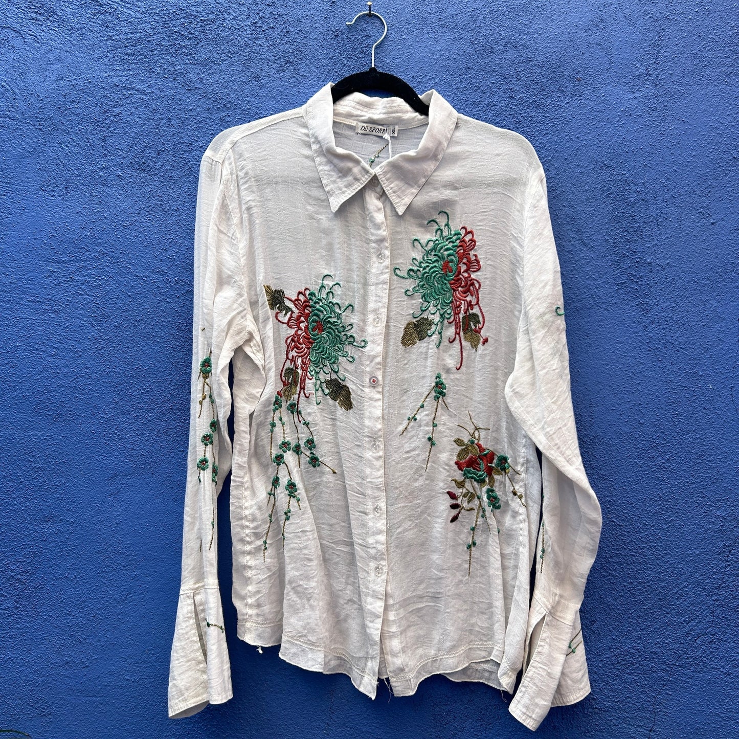 db sport embroidered button up tunic