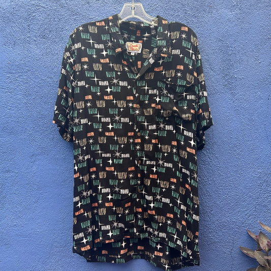 atomik tiki rayon short sleeve button up