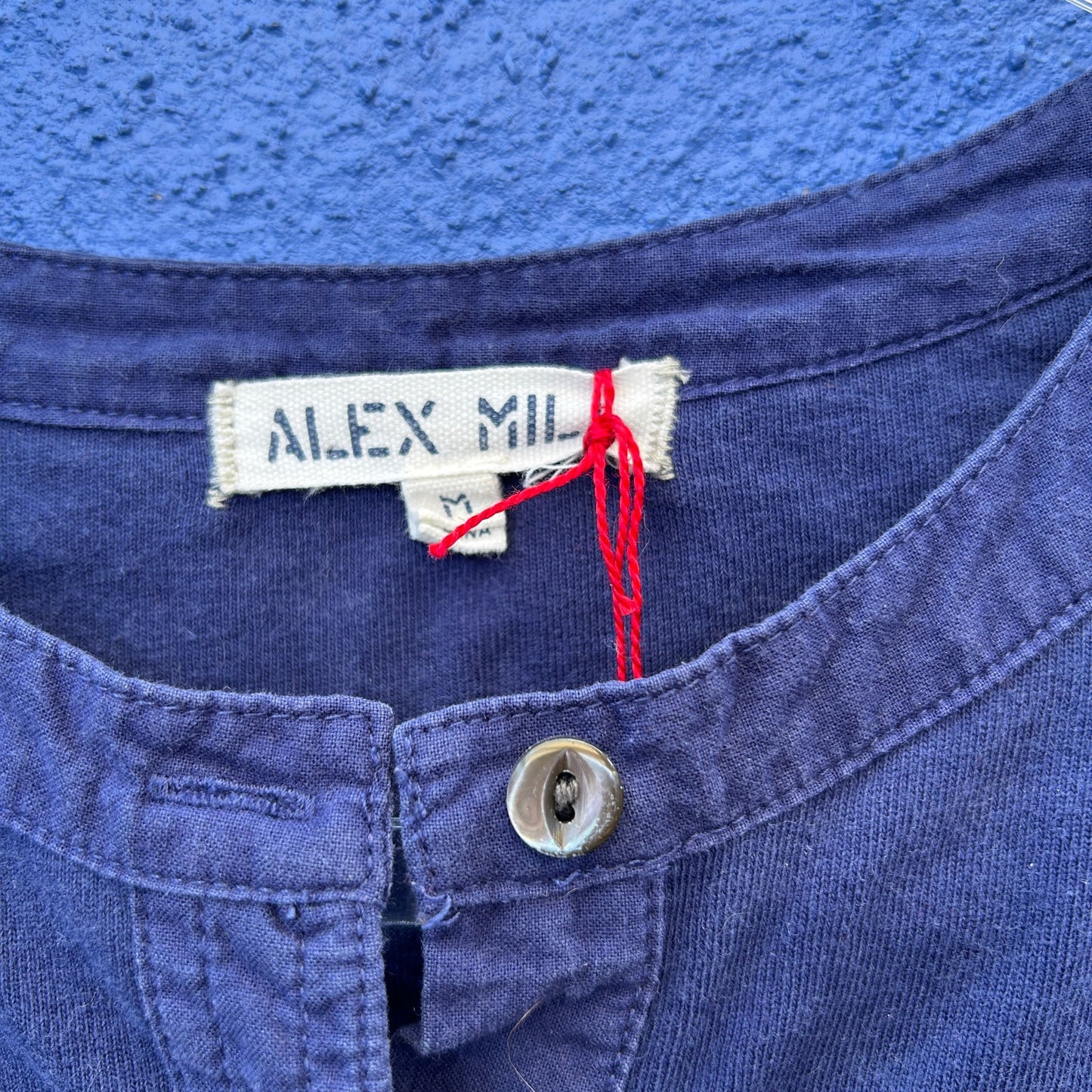 alex mill navy blue cotton popover top