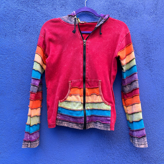 windhorse rainbow zip front hoodie