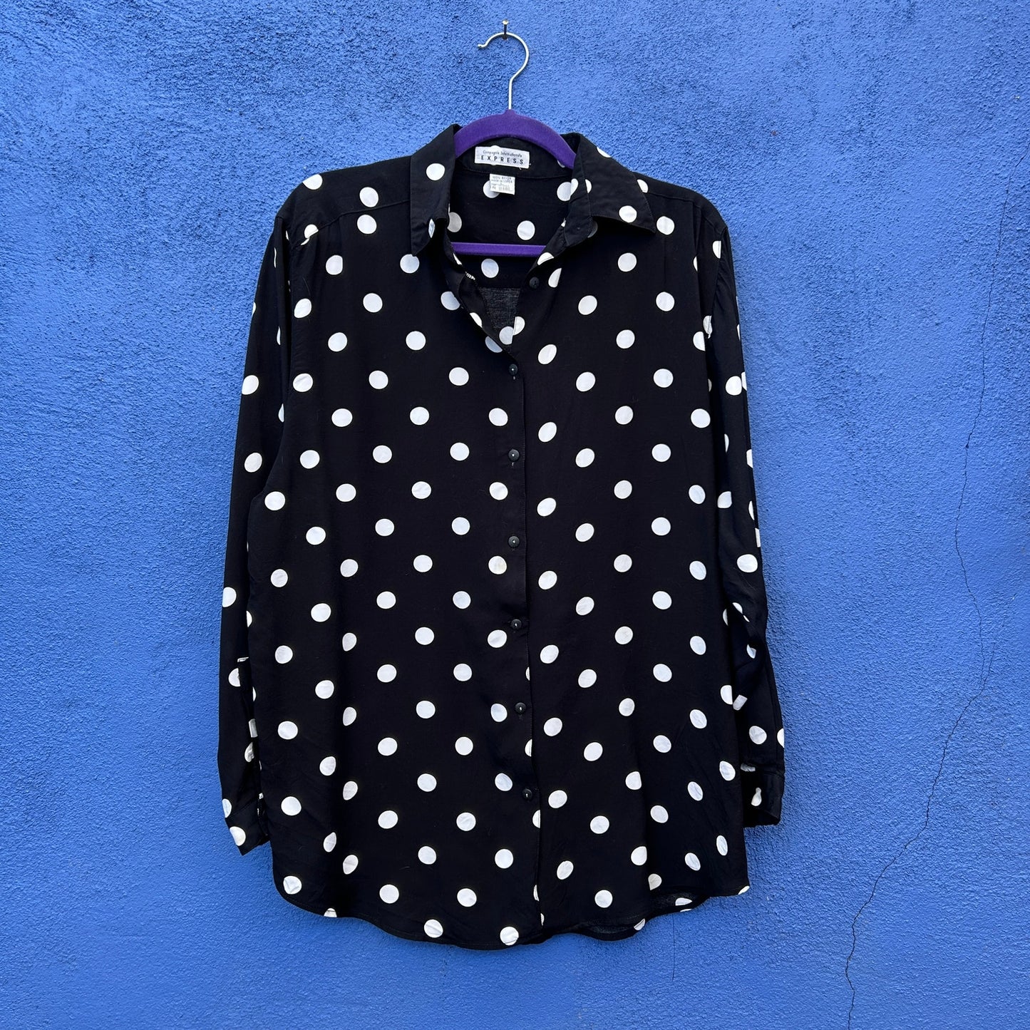 vintage 90s y2k limited express rayon polka dot button up