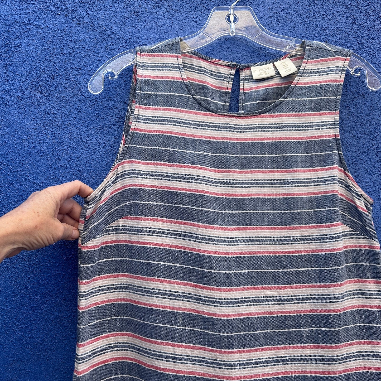 st tropez striped linen sleeveless dress