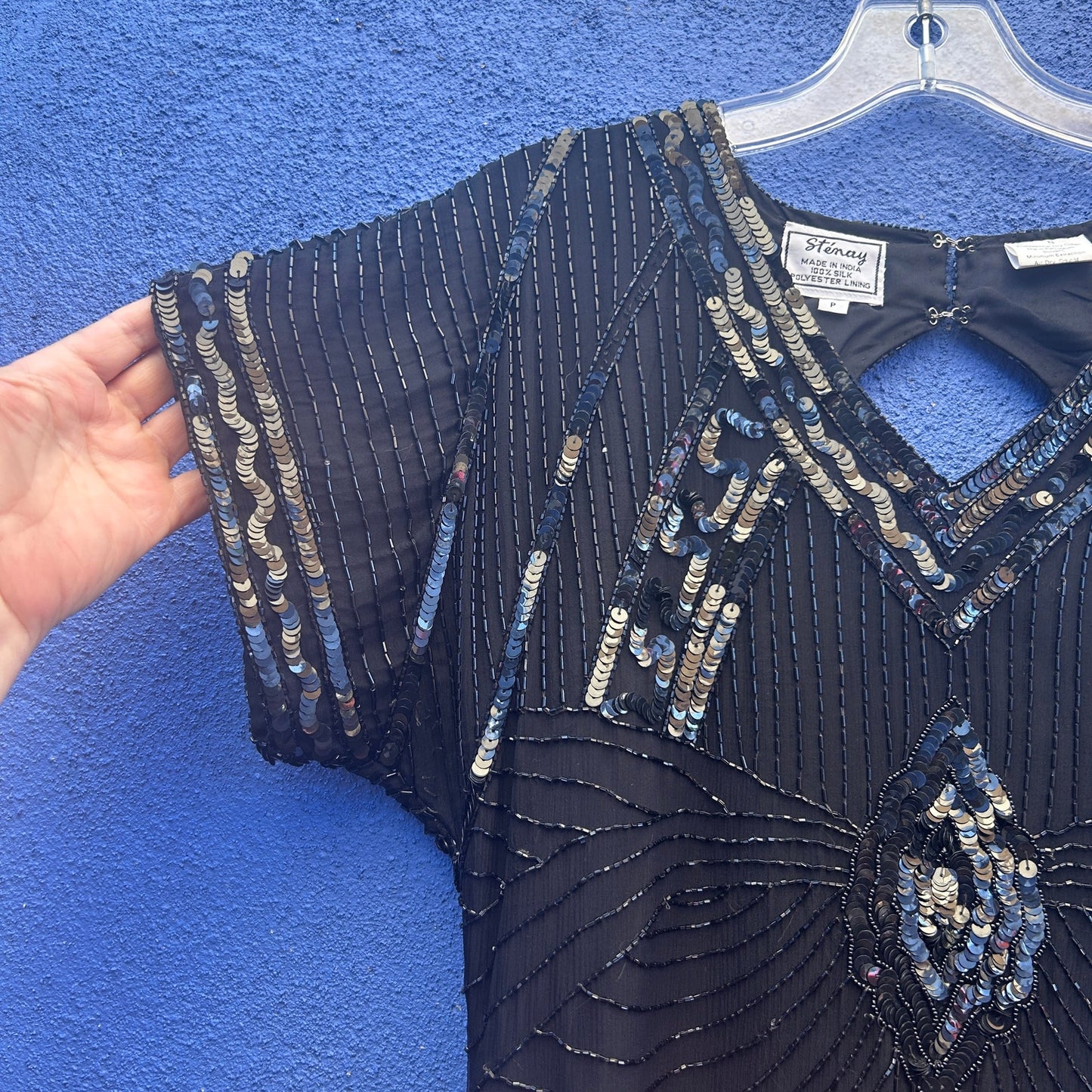 vintage stenay silk beaded cocktail dress