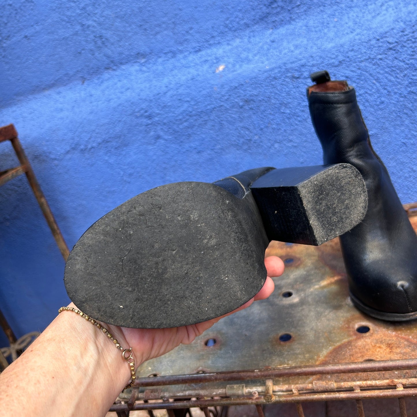 jeffrey campbell black leather block heel ankle bootie