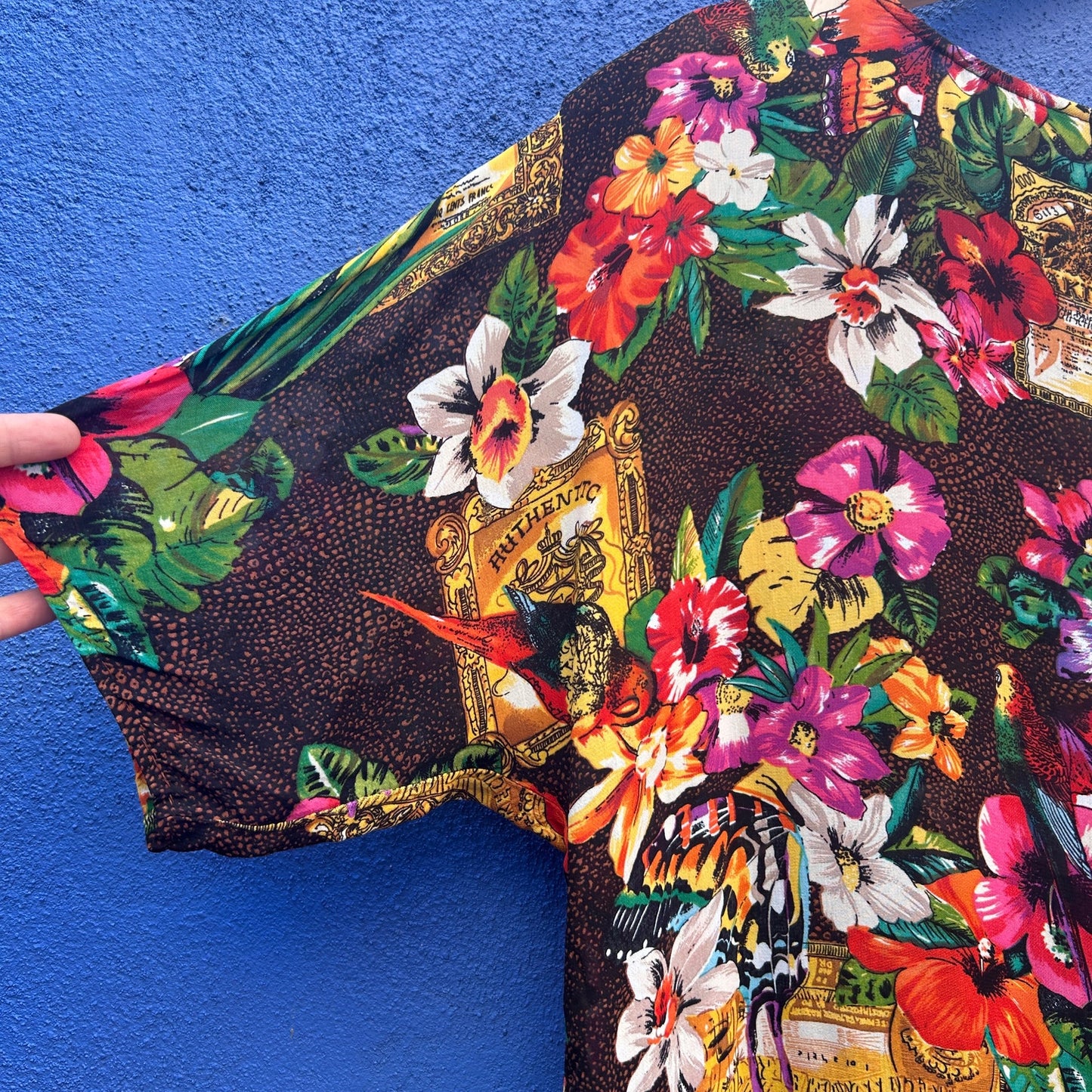 vintage carole little parrot print top