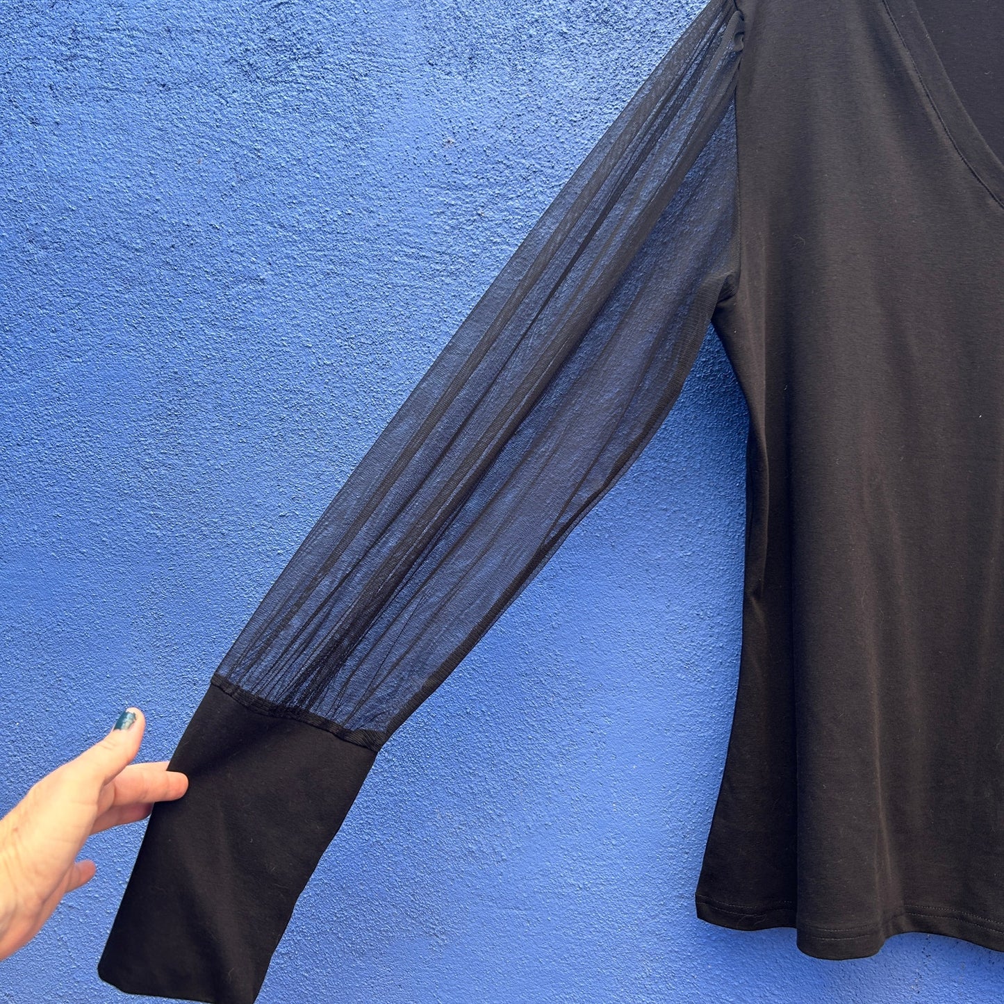 metamorphoza mesh balloon sleeve jersey top - NWT