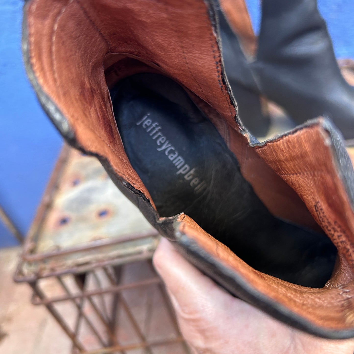 jeffrey campbell black leather block heel ankle bootie