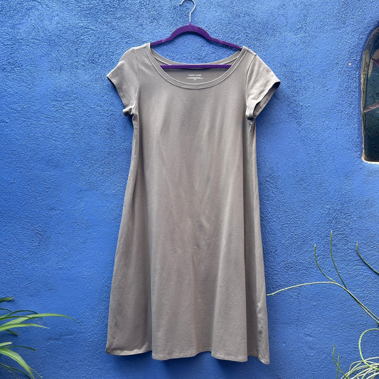 eileen fisher taupe organic cotton blend jersey dress