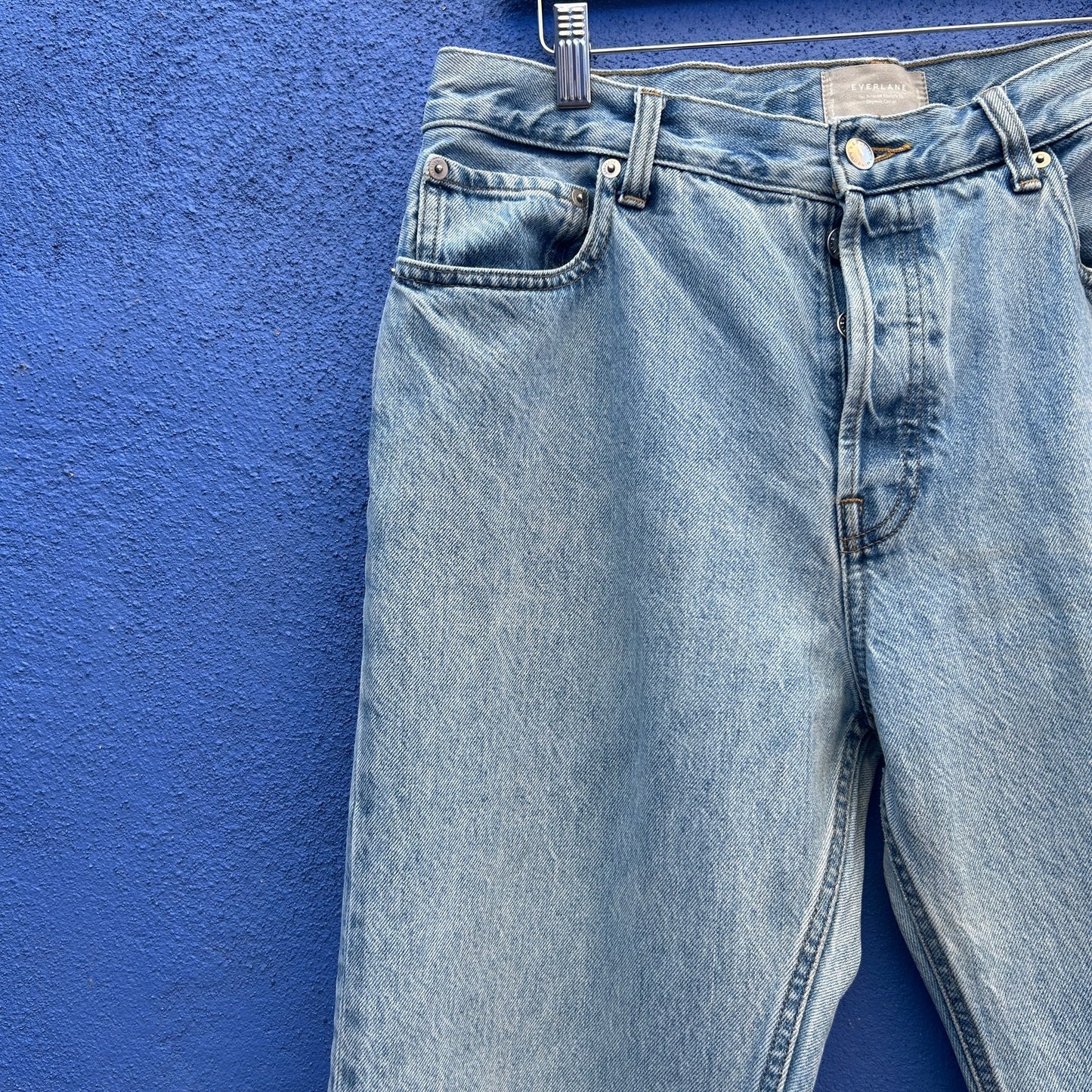 everlane relaxed straight leg light wash jean