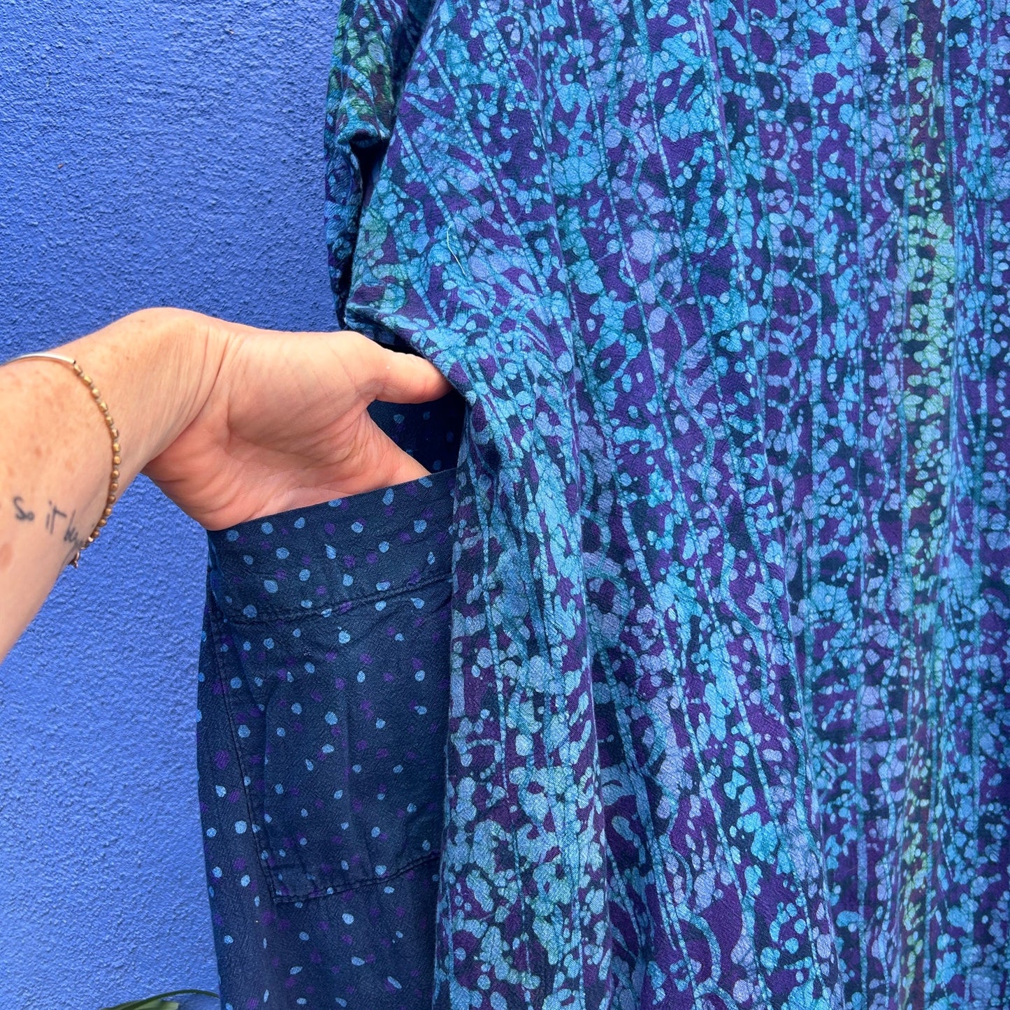 spirit of courage blue batik maxi dress