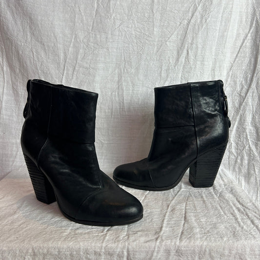 Rag & Bone Classic Newbury Ankle Boots Black Leather Heel Booties