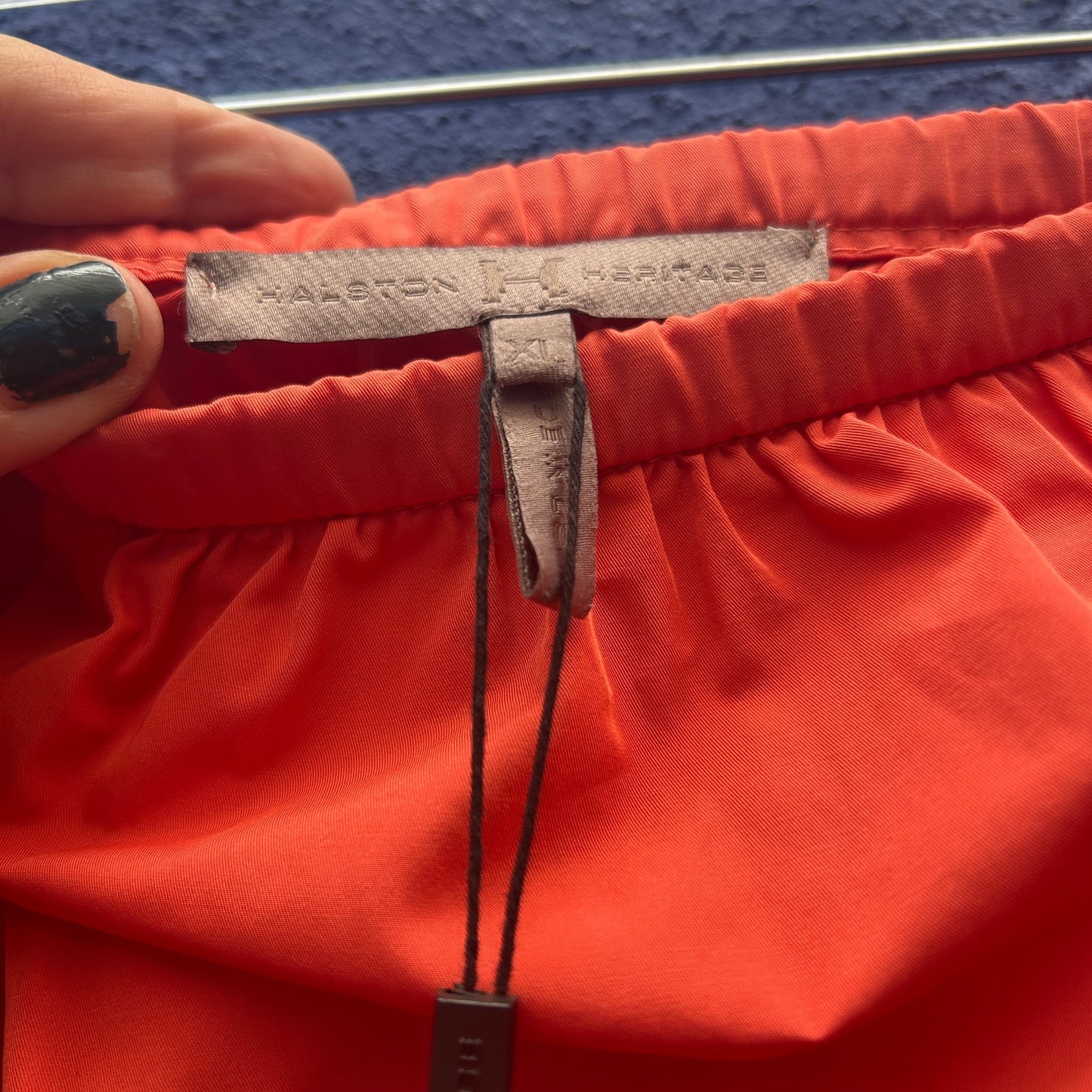 halston heritage orange poly nylon elastic waist skirt - NWT