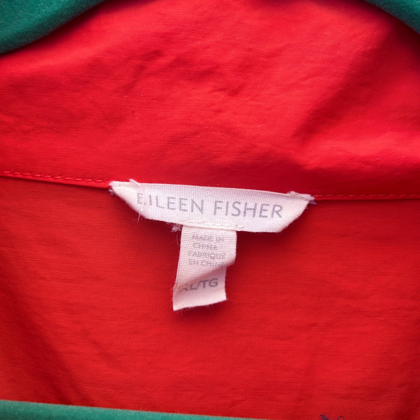 eileen fisher organic cotton and nylon oversized orange popover windbreaker