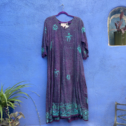 spirit of courage purple and turquoise african batik maxi dress