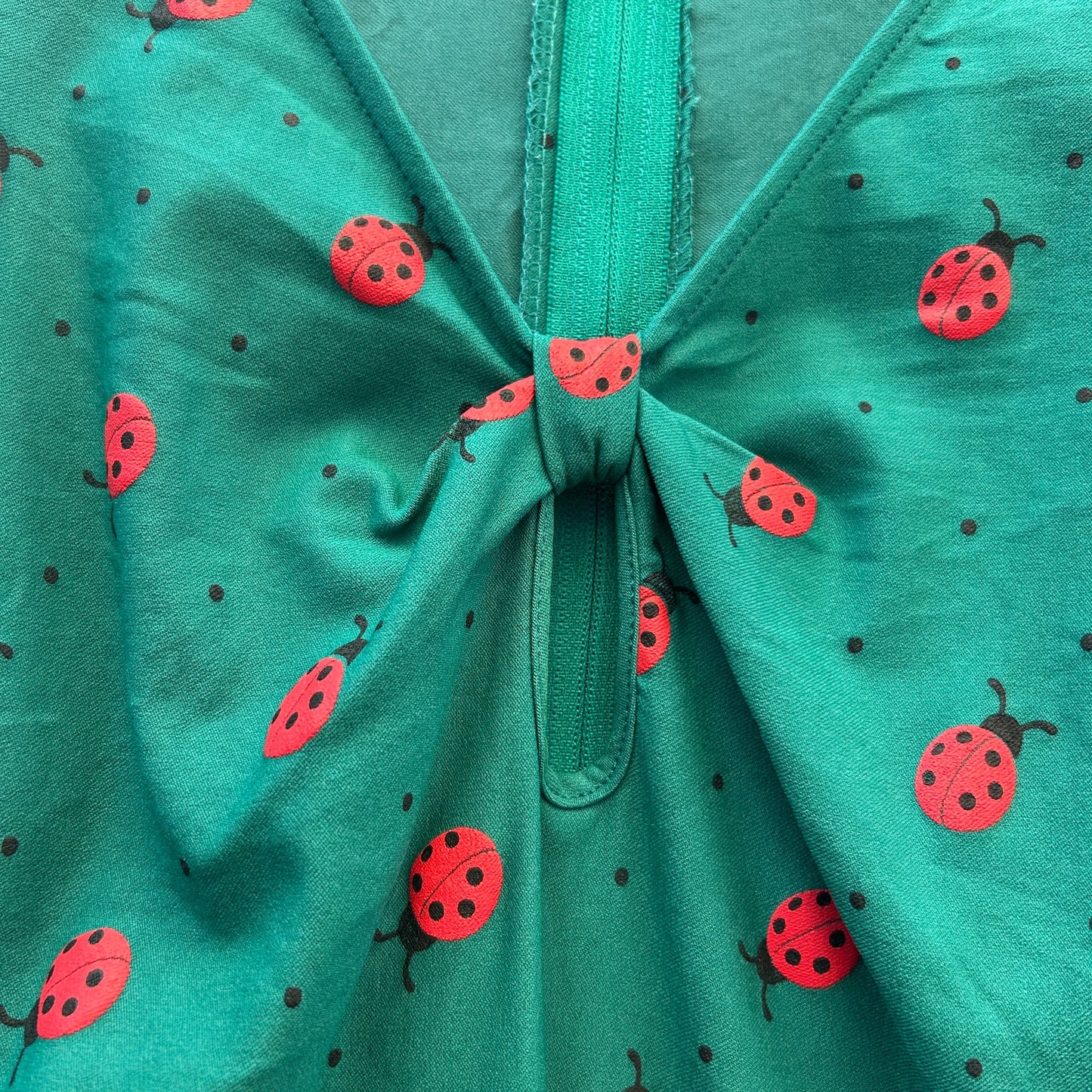 vintage vibe ladybug print long sleeve midi dress