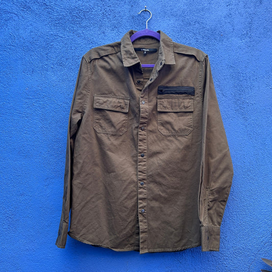 carbon army-esque snap front shirt