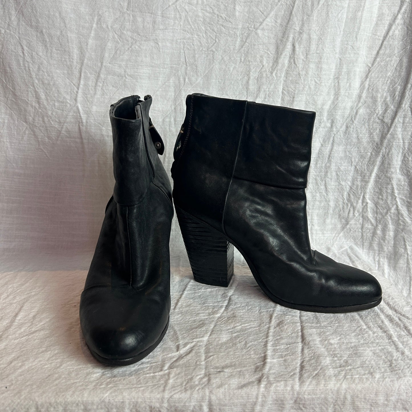 Rag & Bone Classic Newbury Ankle Boots Black Leather Heel Booties