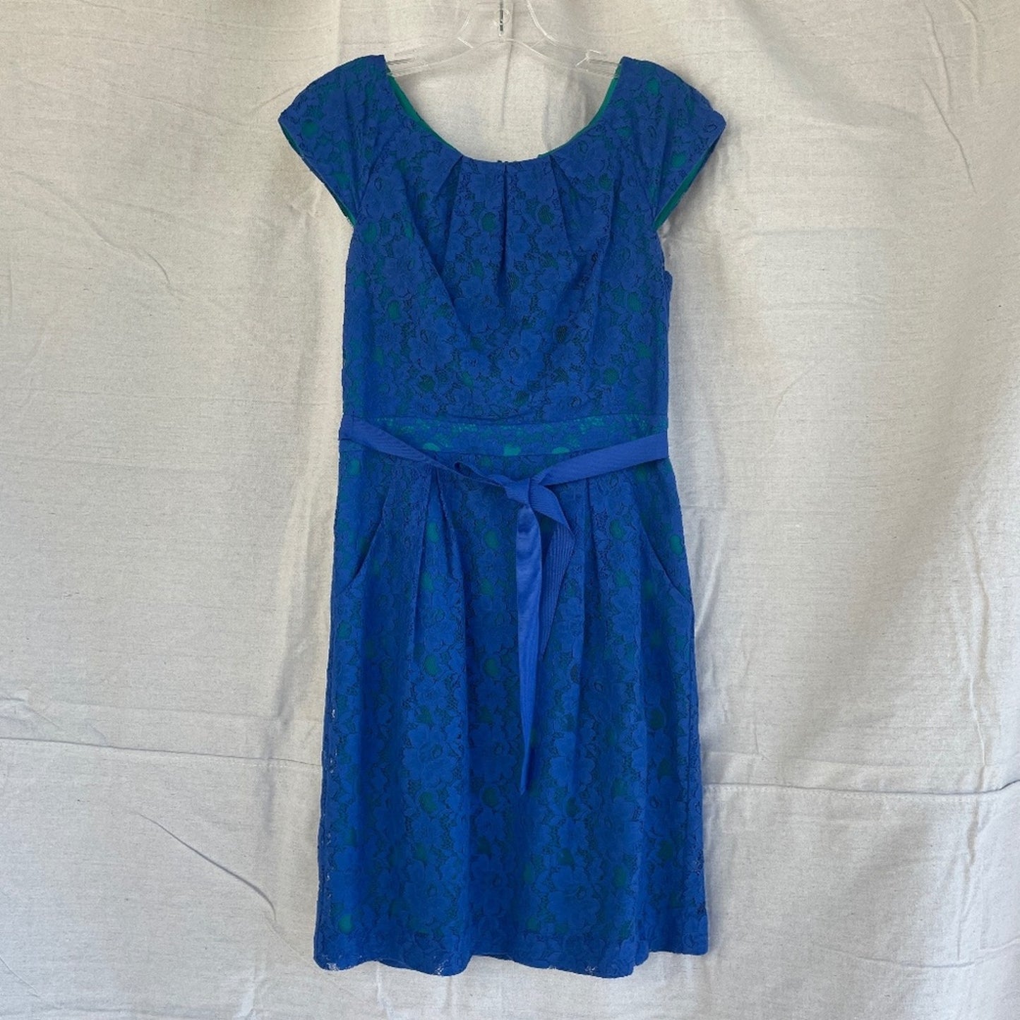 BCBGMaxAzria Blue Lace Overlay Rory Shift Dress