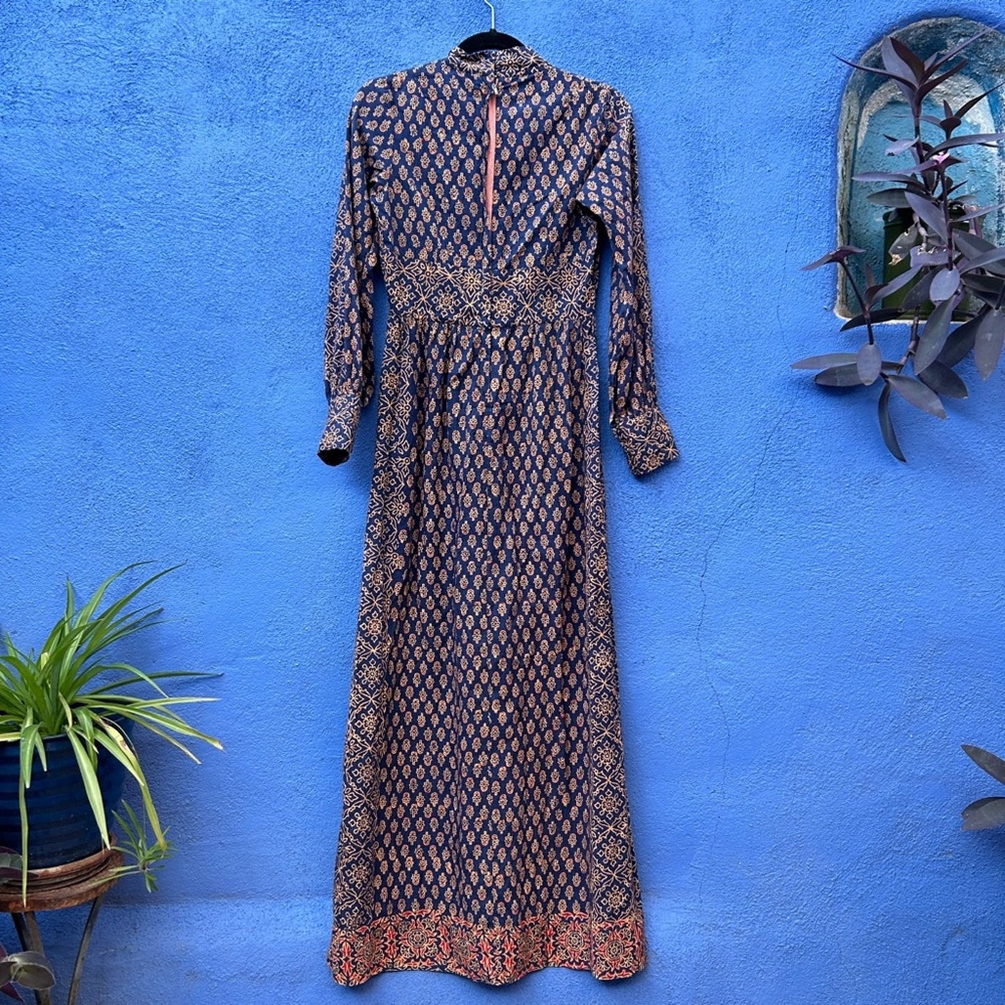 Vintage India Imports of Rhode Island Mixed Indian Print Cotton Maxi Dress